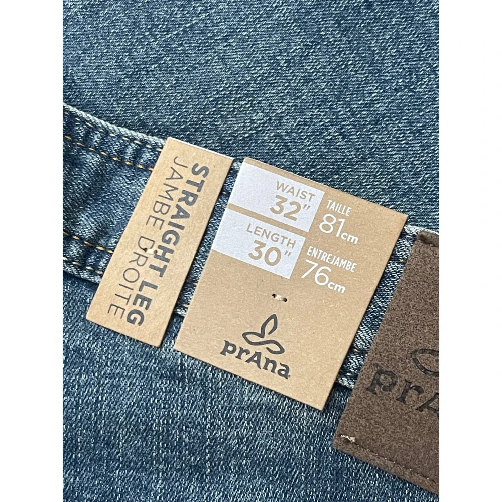 PRANA Axiom Straight Leg‎ Jeans 32x30 Antique Stone Wash NEW Outdoors Rugged